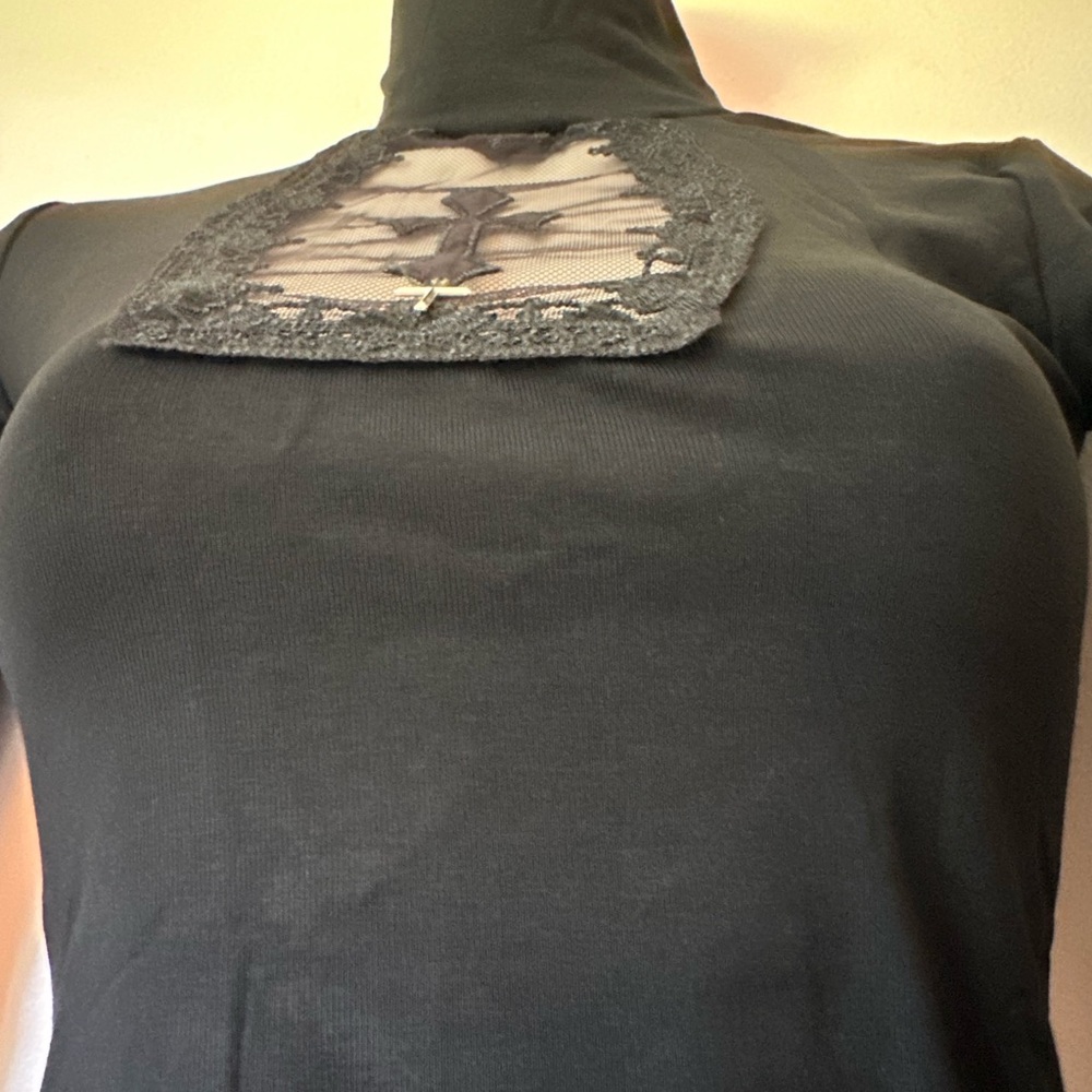 Elegant Black Lace Detail Women's Top Goth Gothic - Picture 15 of 16